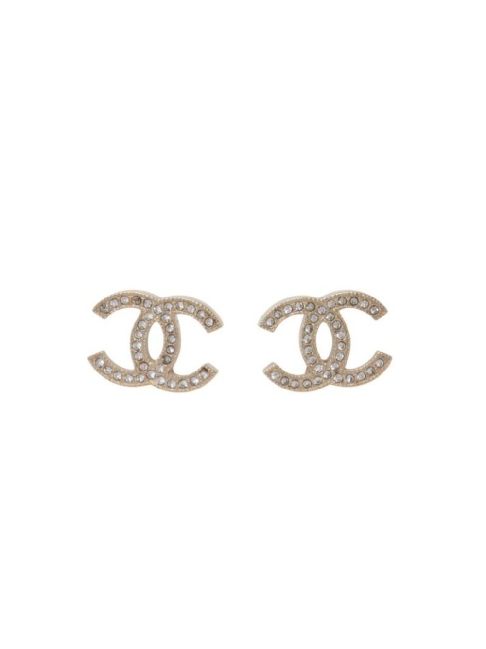 Chanel CC Logo Earrings 09 Rhinestone Metal Silver Clear